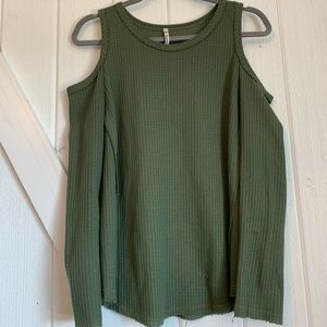 Green cold shoulder long sleeve
